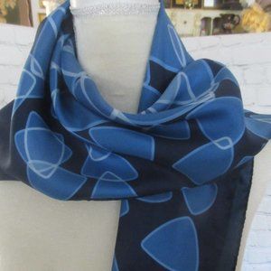 Heesen Italian Silk Scarf Blue Boomerang Design